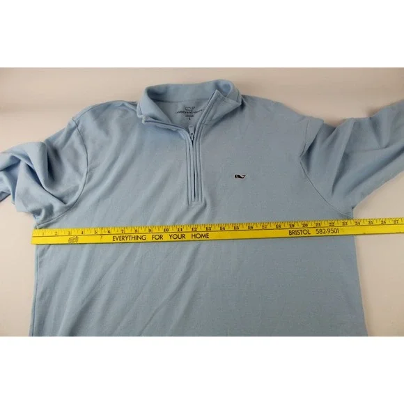 Vineyard Vines Sweater Men's L Blue 1/4 Zip Pullover Pima Cotton Golf Whale - Picture 4 of 7